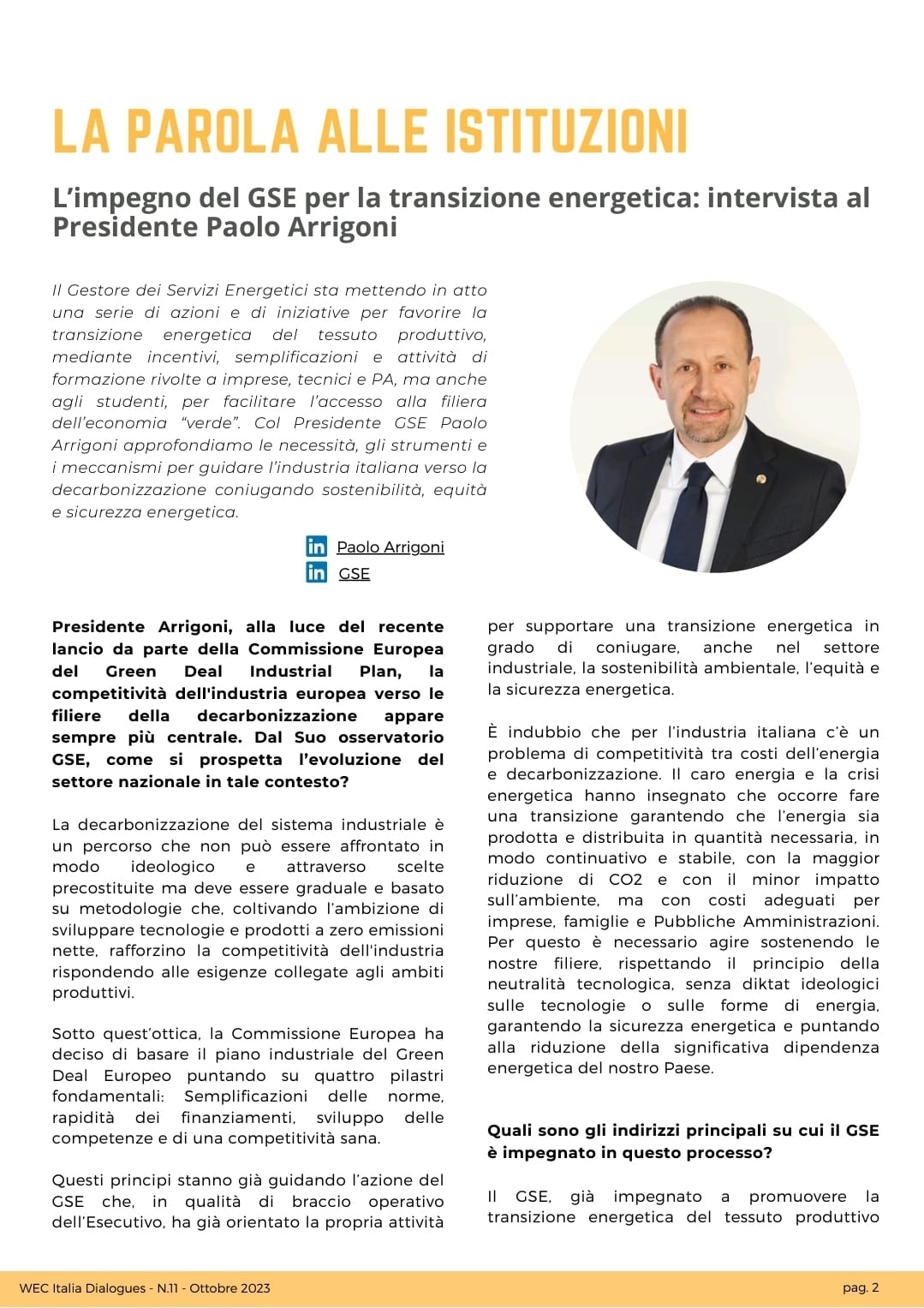 L’impegno del GSE per la transizione energetica: intervista al Presidente Paolo Arrigoni